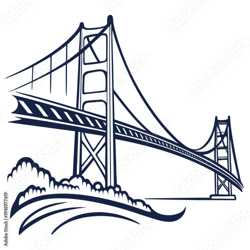 Golden gate bridge outline vector graphic with suitable for travel, landmarks