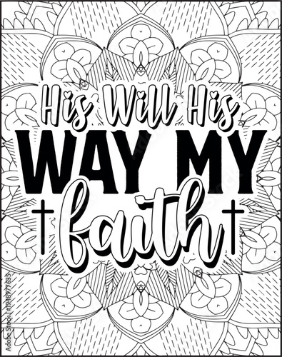 Bible Verse Quote Coloring Page for Adults. Holy Bible Quote Mandala Coloring Page