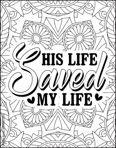 Bible Verse Quote Coloring Page for Adults. Holy Bible Quote Mandala Coloring Page