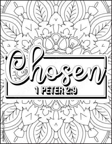 Bible Verse Quote Coloring Page for Adults. Holy Bible Quote Mandala Coloring Page