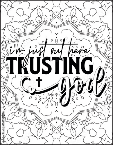Bible Verse Quote Coloring Page for Adults. Holy Bible Quote Mandala Coloring Page