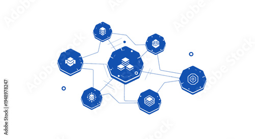 Set of 8 blue technology icons vector