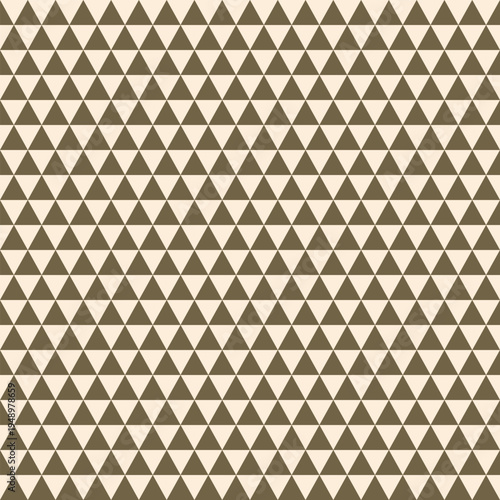 Seamless olive brown and cream geometric triangle pattern. Modern repeating background for wallpaper, packaging, textile, branding, and web design.