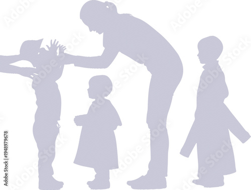 International mother's day silhouette family line set mom and kids love silhouette