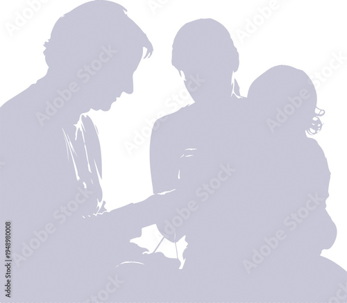 International mother's day silhouette line set family love silhouette