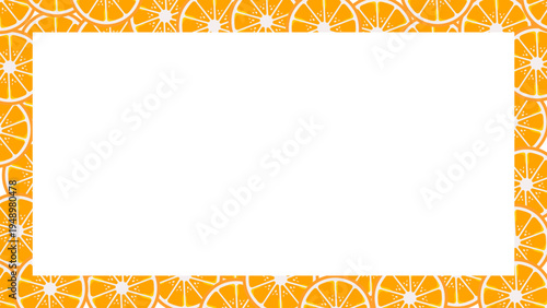 Citrus slice frame. Frame with lemon illustration. Summer frame decoration. Bright summer background. Lemon slice template. Lemon background