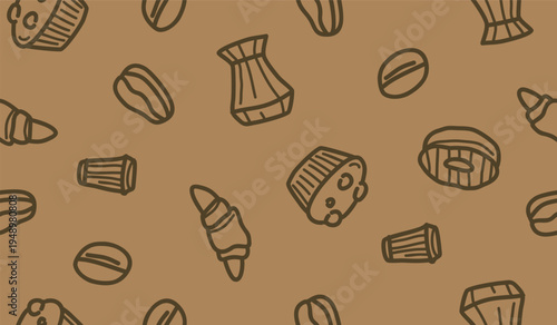 Cute coffee shop pattern background vector design