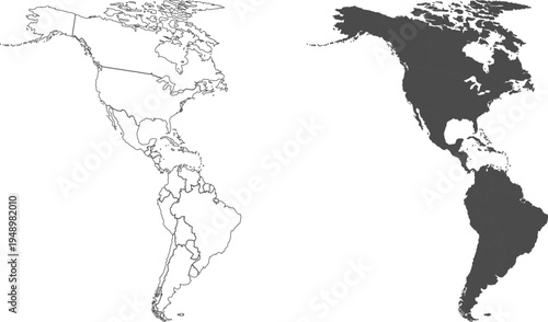 detailed map of north and south america 