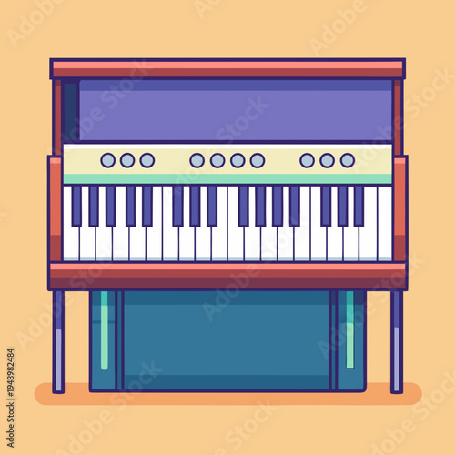 Flat illustration of a retro electronic piano keyboard