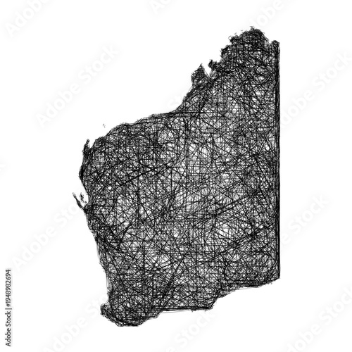 Sketch Western Australia outline map design