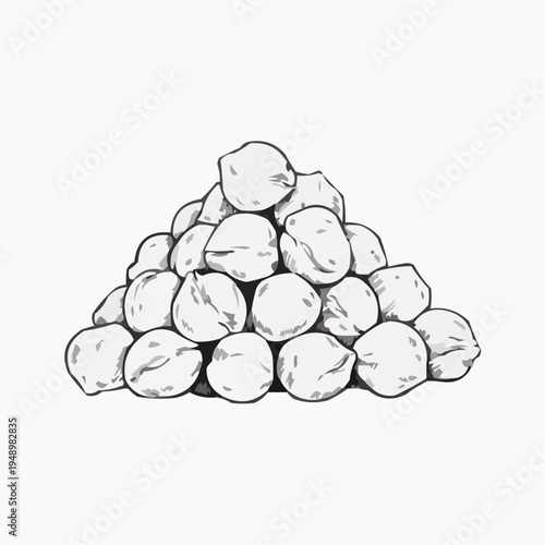 Chickpeas pile in sketch style on a white background