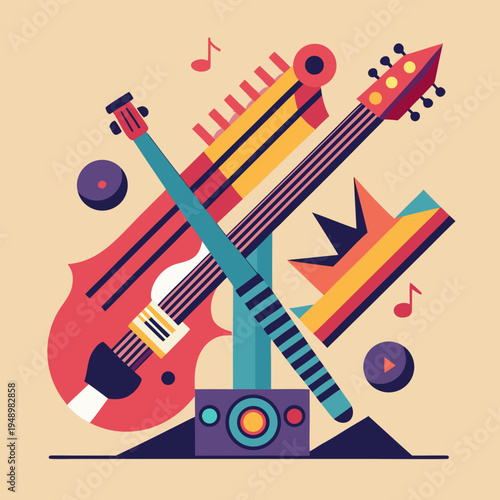Modern Vector Art of Musical Instruments and Sound Elements