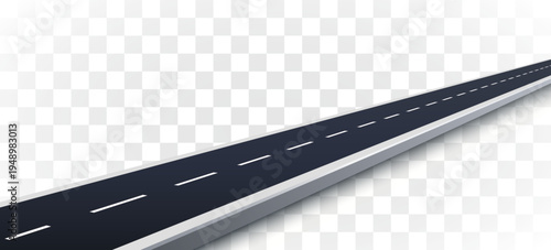 Empty straight road with dashed lines extending into the distance. A long perspective path symbolizing journey and progress.
