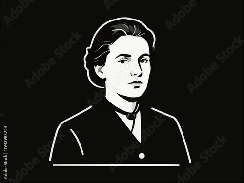 Portrait of a thoughtful woman in vintage style against a dark background