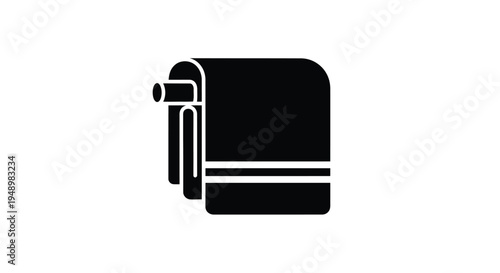 Folded towel icon a simple black silhouette against a white background