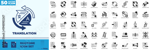 Translation Duotone Editable Icons set