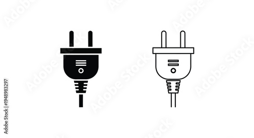 Two electrical plugs one solid black one outlined in white