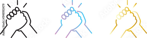 fist bump icon vector outline partnership teamwork solidarity support deal greeting gesture minimalist linear editable stroke web app isolated hands friendship success agreement symbol loyalty unity.