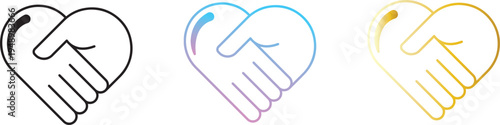handshake heart dualtone icon, business partnership agreement deal symbol, corporate trust contract thin outline. minimalist line love logo made from two shaking hands. vector isolated linear.