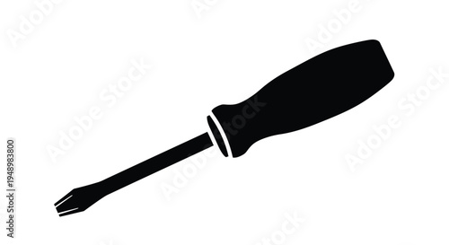 A black silhouette of a flathead screwdriver on a white background