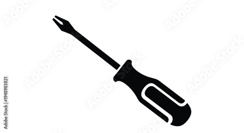 A black silhouette of a flathead screwdriver against a white background