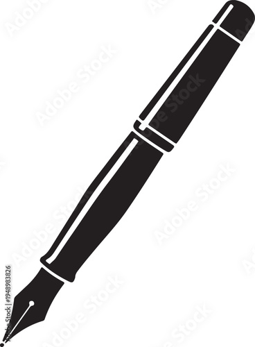 Elegant fountain pen nib silhouette for writing and signature design