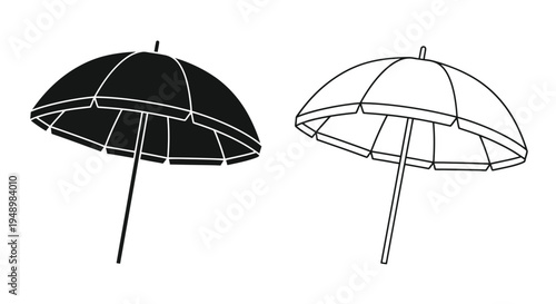Two contrasting parasol illustrations one filled one outlined