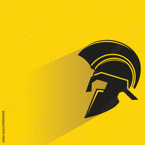 knight and soldier helmet icon with shadow on yellow background