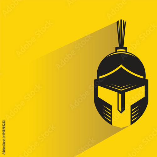 knight and soldier helmet icon with shadow on yellow background
