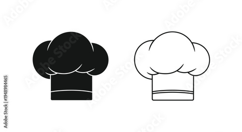 Two chef hats a solid black version and a white outline design