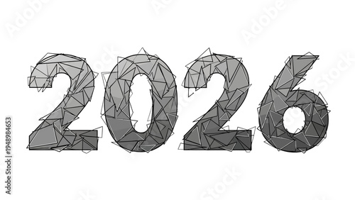 Geometric Mosaic Numbers Representing 2026 Year.