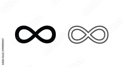 Two infinity symbols one solid black and one gray outline