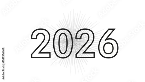 Large black outlined 2026 on white background.