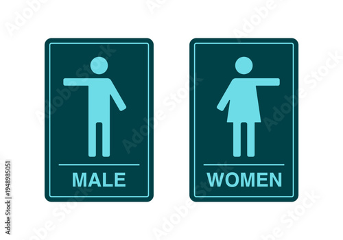 Collection of Men's and Women's Bathroom Sign Icons, isolated on transparent background.