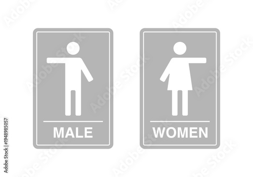 Collection of Men's and Women's Bathroom Sign Icons, isolated on transparent background.