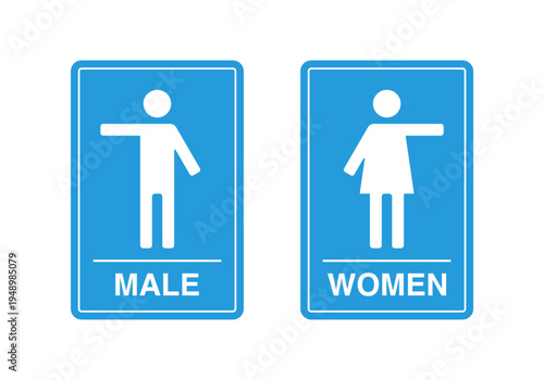 Collection of Men's and Women's Bathroom Sign Icons, isolated on transparent background.