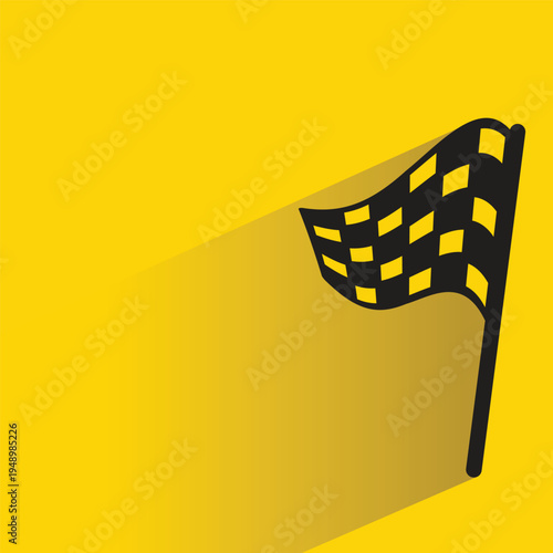 racing flag icon with shadow on yellow background