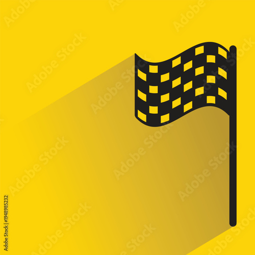 racing flag icon with shadow on yellow background