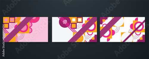 Abstract colorful geometry background set with stylish modern graphic elements.