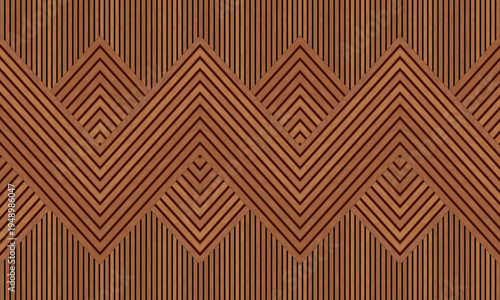 Luxury Geometric Wood Wall Panel Background Texture with Seamless Chevron Zigzag Pattern and Modern Vertical Timber Slat Design for Interior Architectural Decor