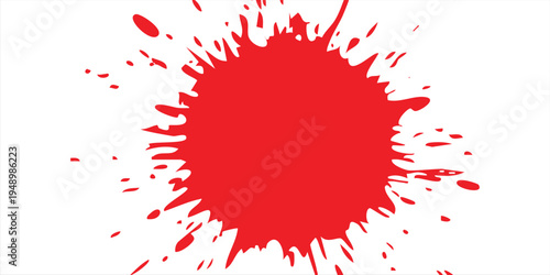 Abstract red paint whirl design, bold circular brush streaks radiating around a central core, rough artistic ink texture.