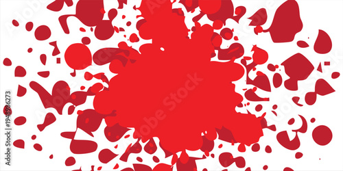 Red dynamic brush circle artwork, energetic paint strokes forming a spinning ring composition, expressive grunge vector style.