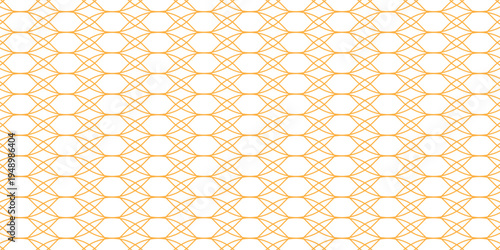 Minimal orange geometric cube lattice, isometric line pattern creating optical 3D blocks, modern seamless design.