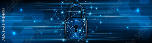 Lock icon. Cyber ​​security and data protection concepts and privacy. Innovative concept of advanced safety technology