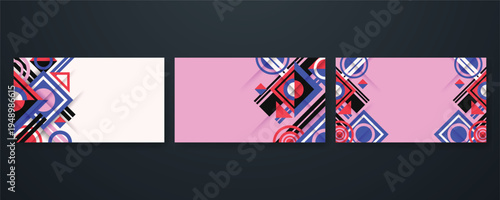 Abstract colorful geometry background set with stylish modern graphic elements.