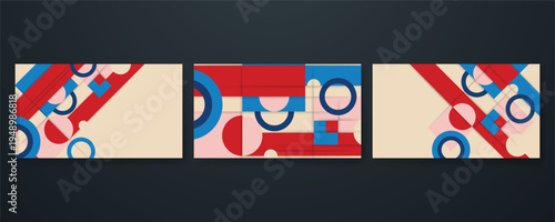 Collection of vibrant geometric abstract backgrounds with modern colorful design elements.