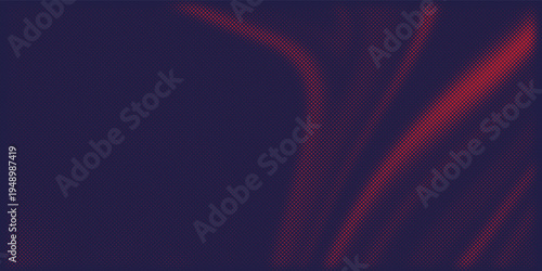 Crimson particle gradient texture forming abstract curved structures over dark navy canvas.