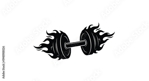 Flaming barbell illustration a symbol of strength and intense workout motivation