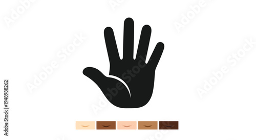A simple black silhouette of a hand with fingers extended silhouette
