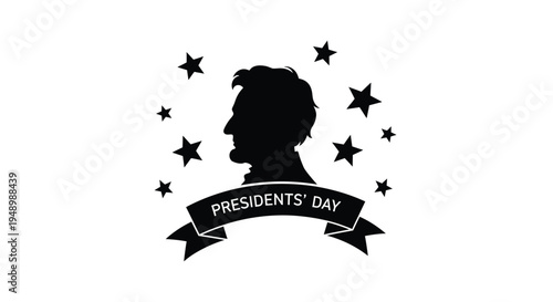 Presidents day emblem featuring a striking abraham lincoln silhouette